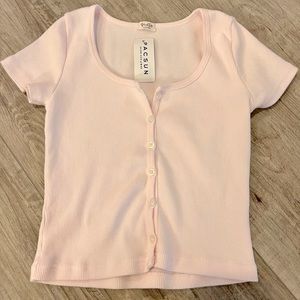 Pacsun Pink Button-up Cropped Shirt